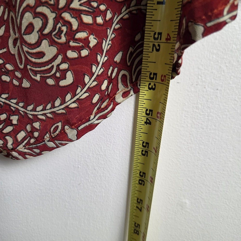 Kantha Bae Red Floral Paisley Silk Kaftan Maxi Dress with Pockets Boho One Size - Picture 8 of 9